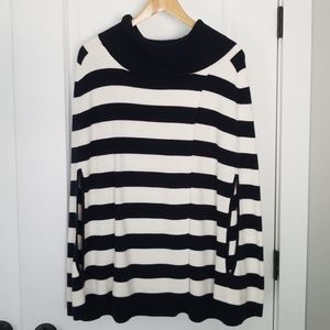Stripe sweater knit poncho